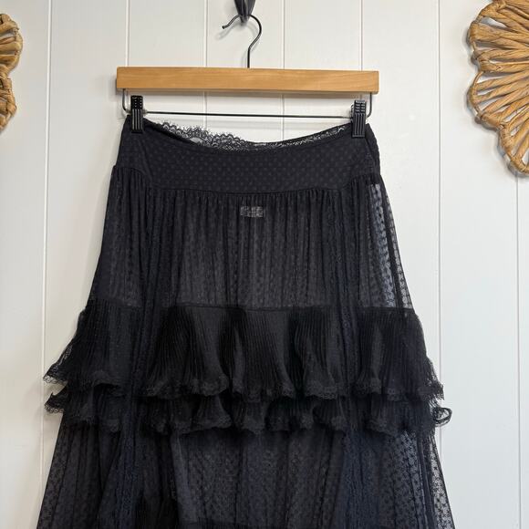 Free People maxi skirt ruffled tiered sheer flowy boho half slip frilly Medium - Picture 3 of 9